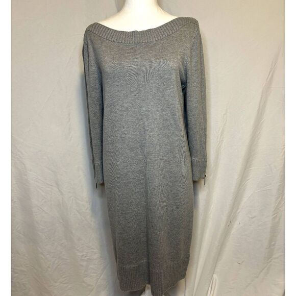 Michael Kors Light Grey Comfy Knee Length Sweater Dress Cowl Neck Women NWT - Picture 3 of 9